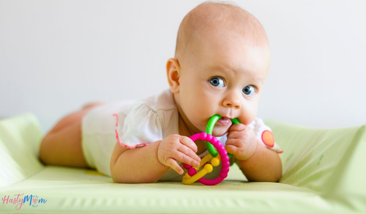 baby teething on teething rings