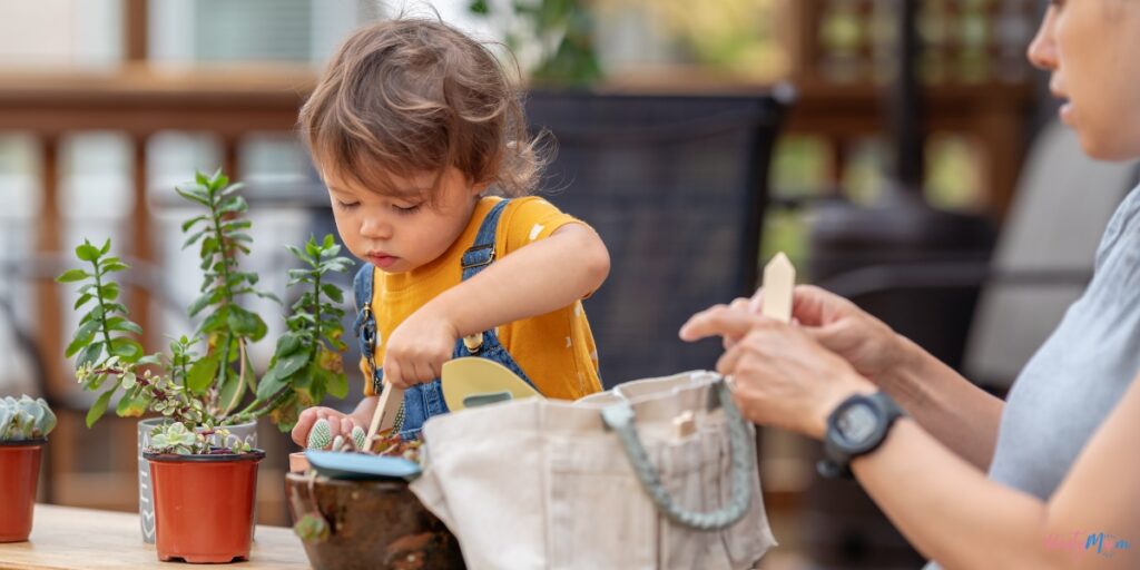 Gardening toddler