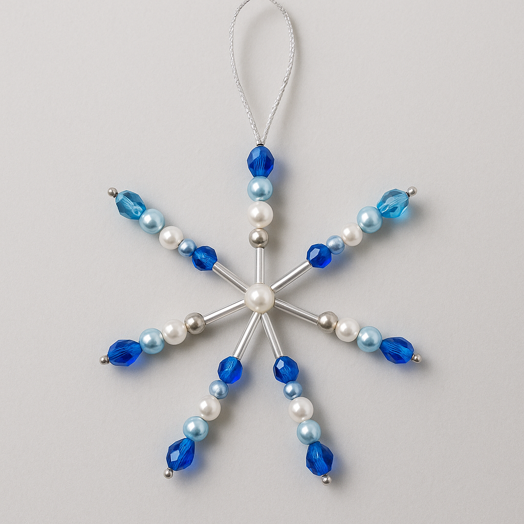 beaded snowflake ornament craft for kids