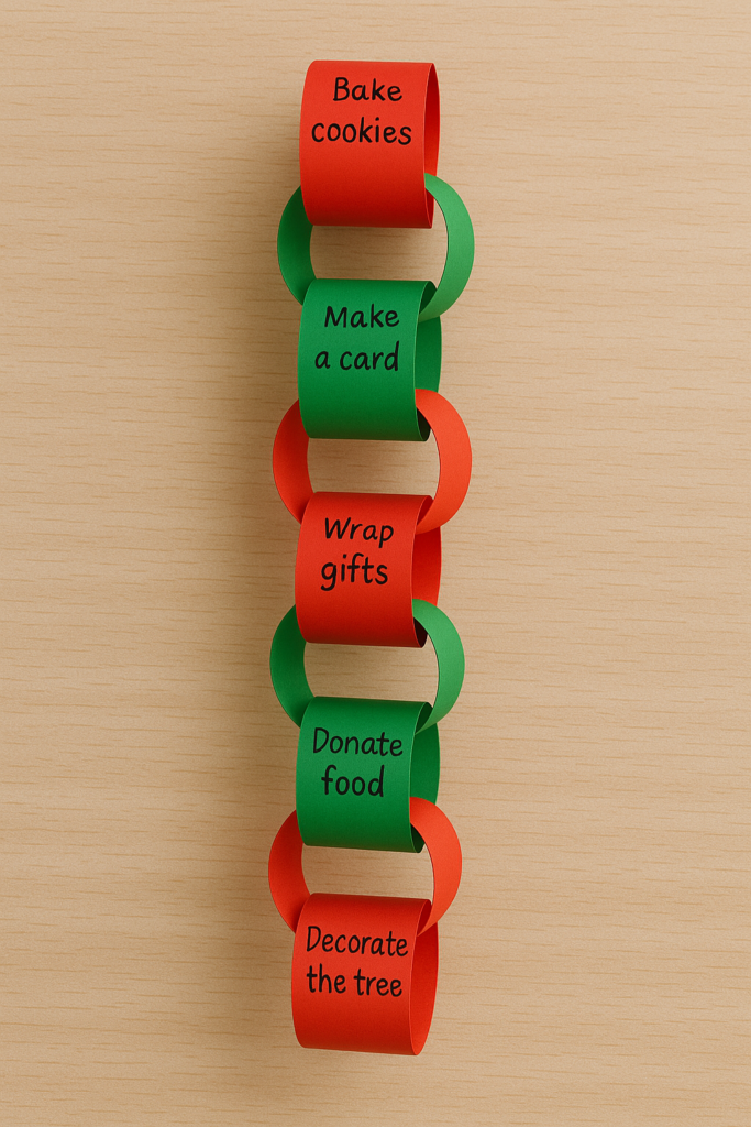 kids Christmas countdown paper chain craft