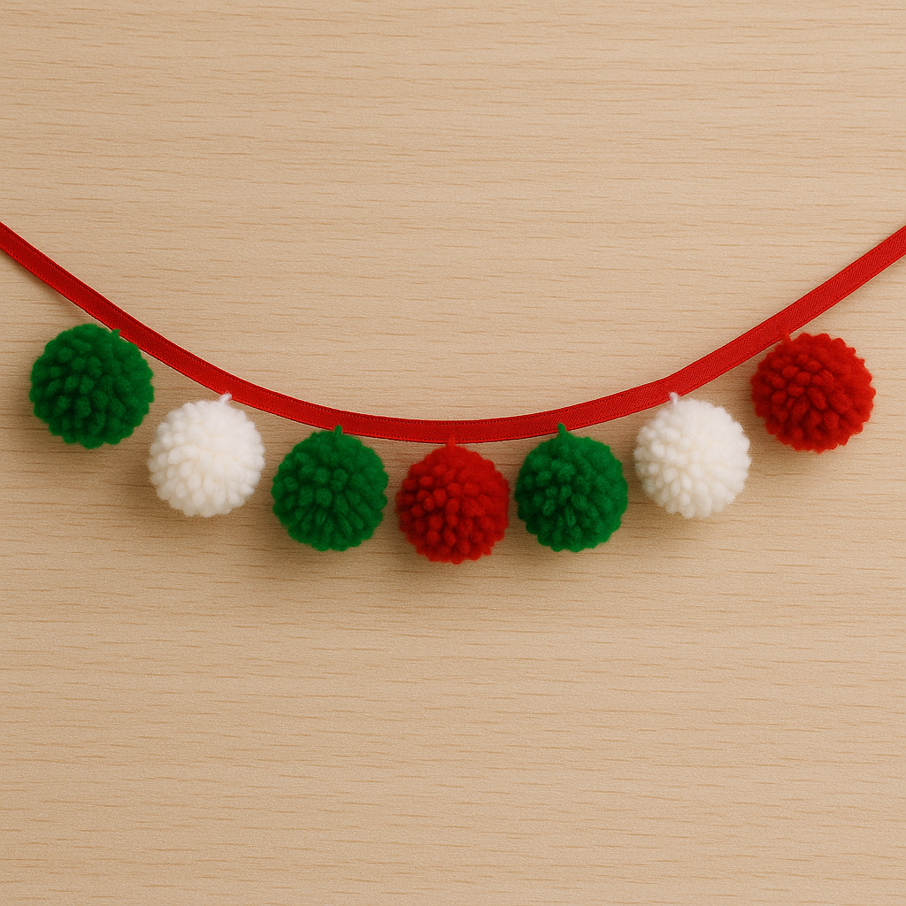 pom pom Christmas tree garland craft for kids