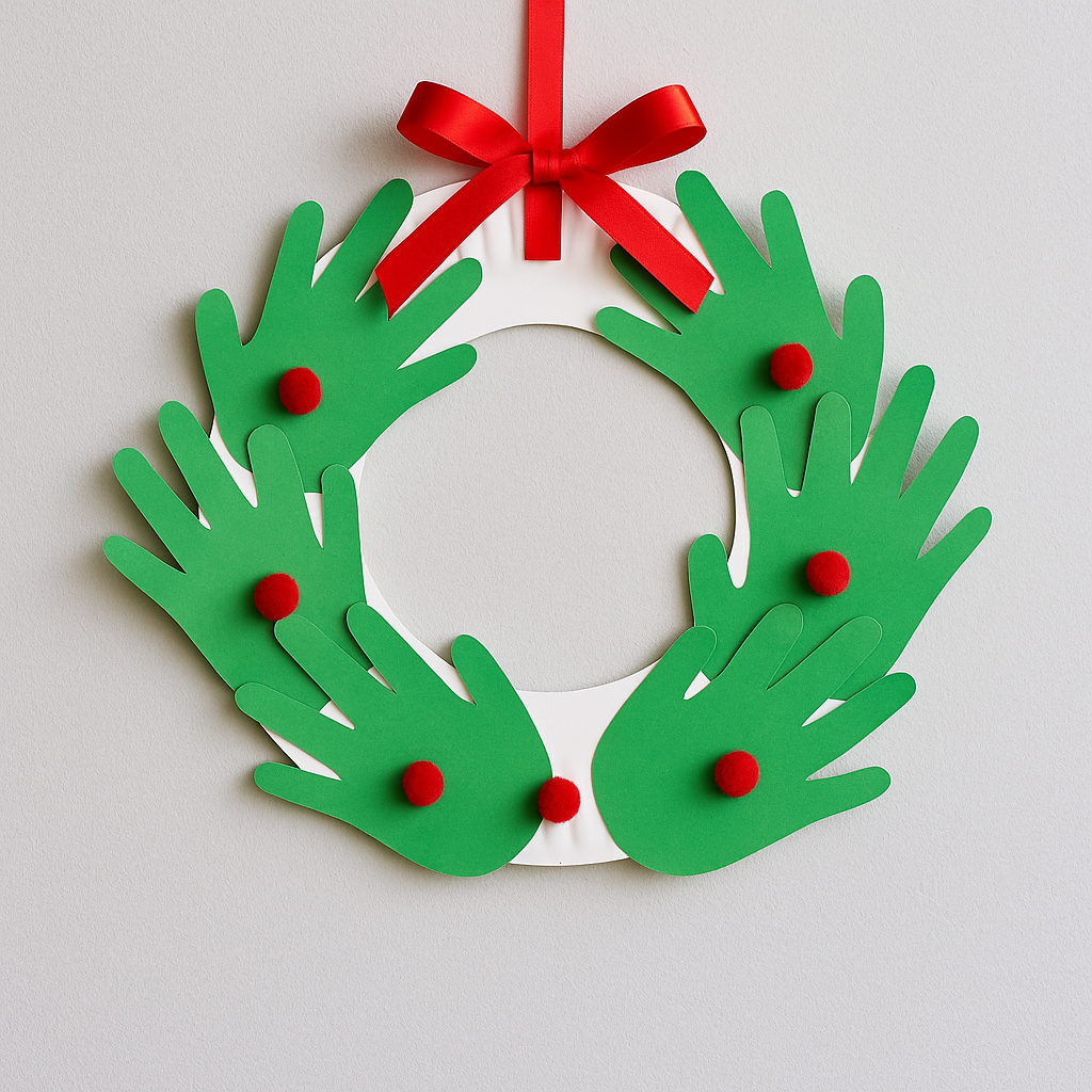 handprint wreath Christmas craft for kids
