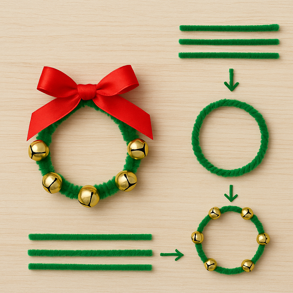 jingle bell wreath ornament with ribbon