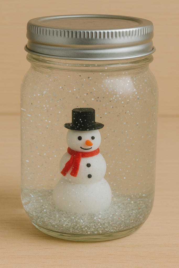 DIY mason jar snow globe for kids